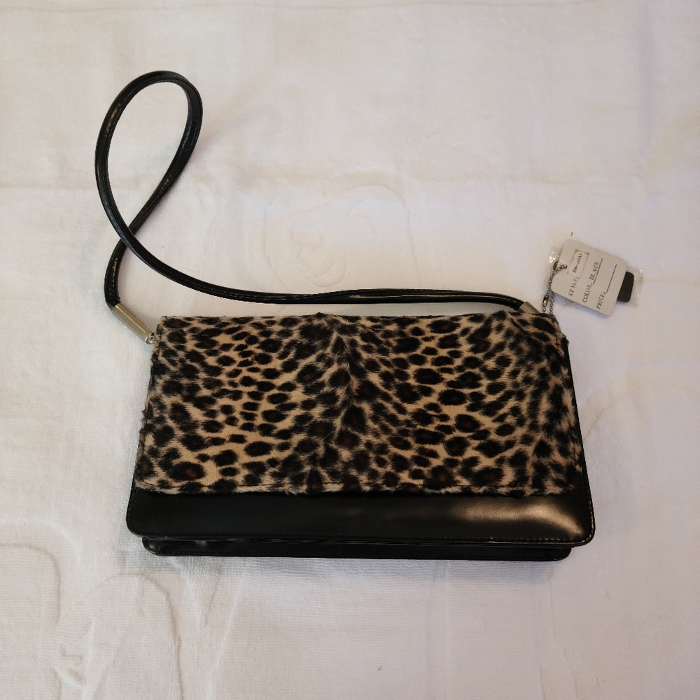 NWT - Vintage, Genuine Leather, Faux Fur purse